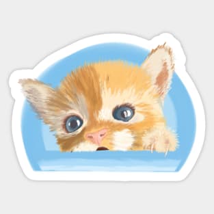 Peek a Boo Cute Little Kitten art Sticker